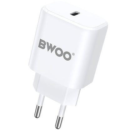 Cargador de red BWOO BO-CDA105, 20 W, 3 A, 1 x USB-C, Blanco 