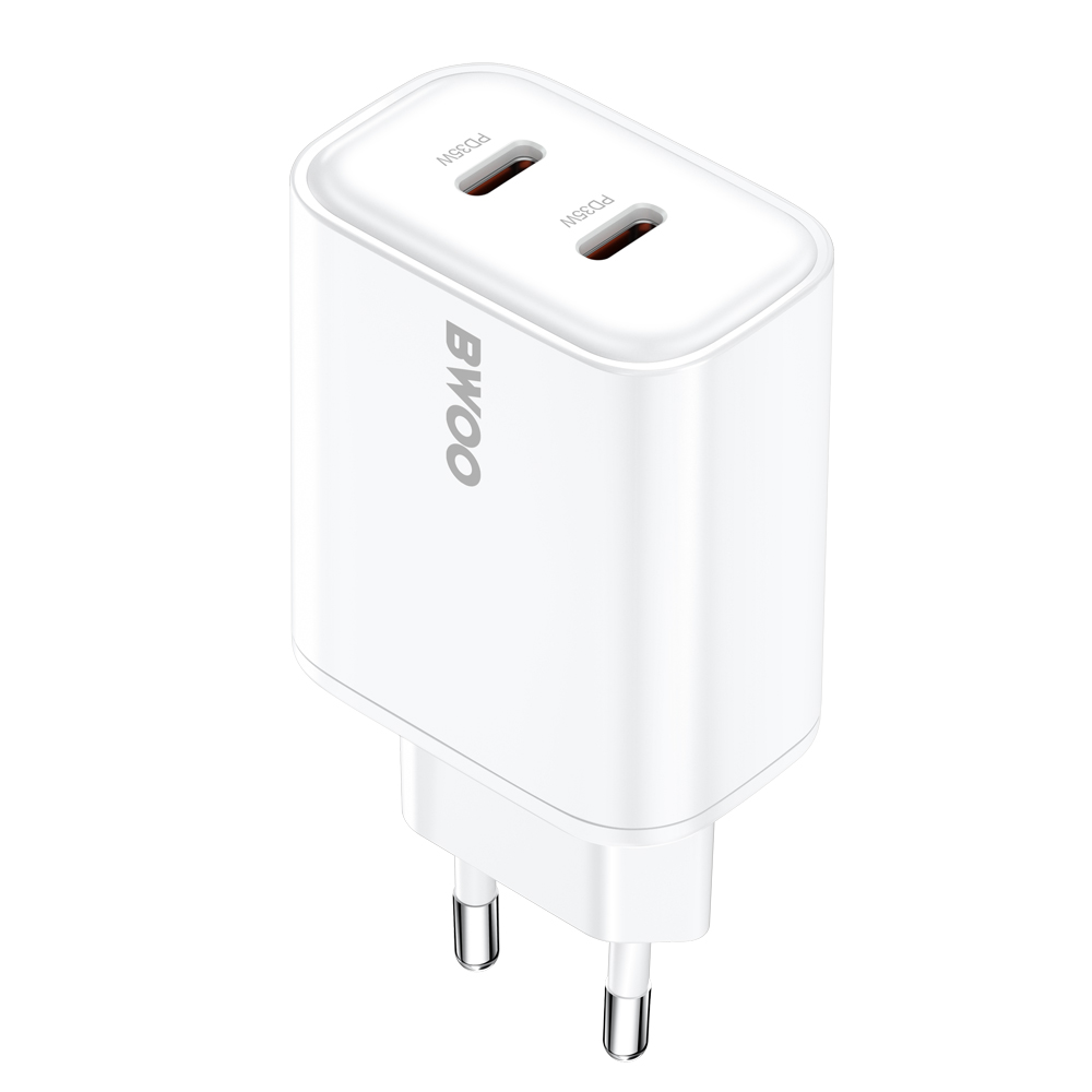 Cargador de Red BWOO CDA206, 35W, 3A, 2 x USB-C, Blanco