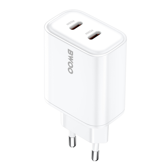 Cargador de Red BWOO CDA206, 35W, 3A, 2 x USB-C, Blanco