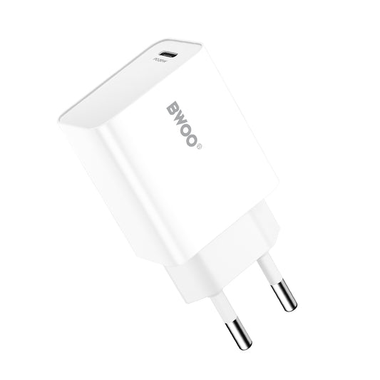 Cargador de Red BWOO CDA226, 20W, 3A, 1 x USB-C, Blanco