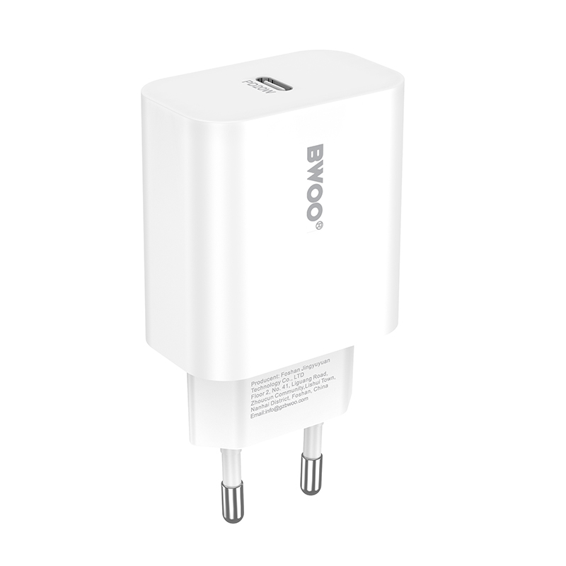 Cargador de Red BWOO CDA233, 20W, 3A, 1 x USB-C, Blanco