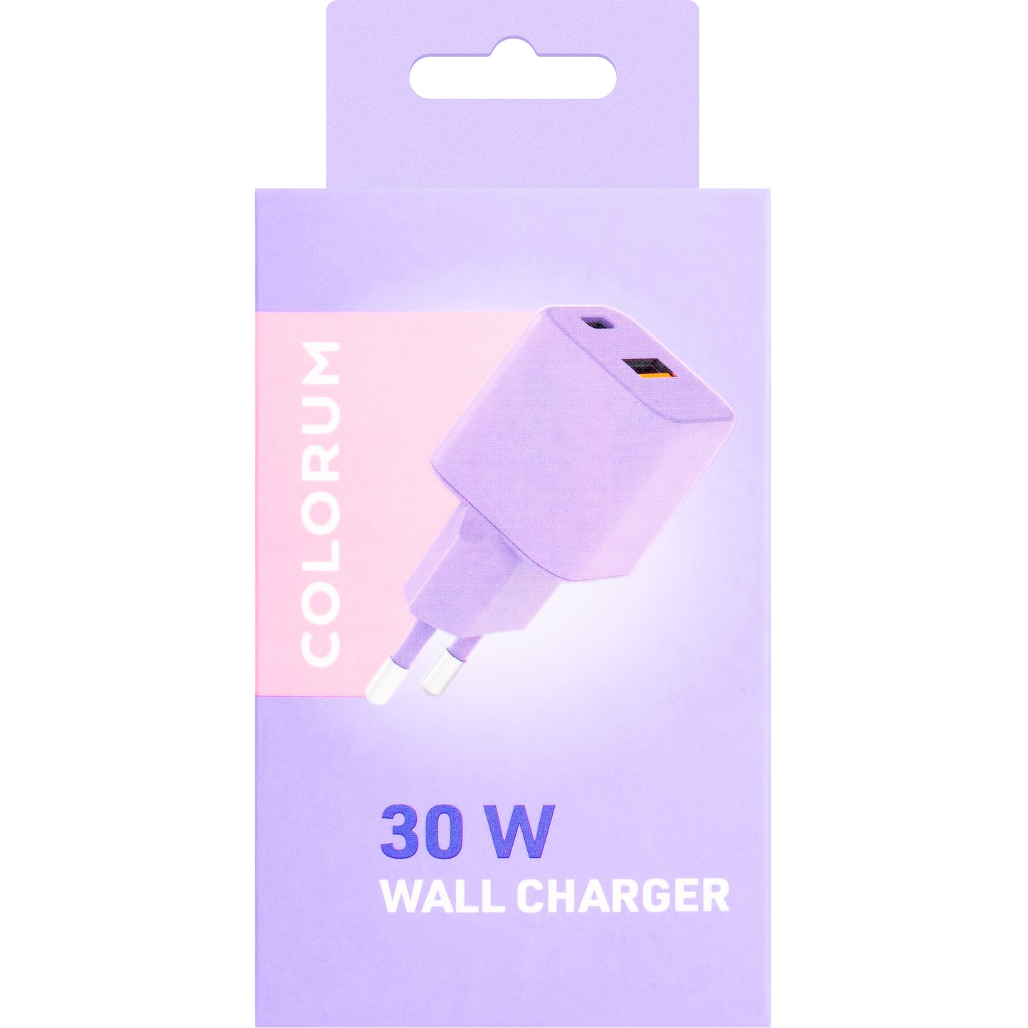 Cargador de red Colourum CLS30-AC-09, 30 W, 3 A, 1 x USB-A - 1 x USB-C, morado 