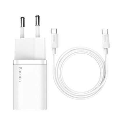 Cargador de red Baseus Super Si USB-C con cable USB-C, 25 W, 3 A, 1 x USB-C, blanco TZCCCSUP-L02 