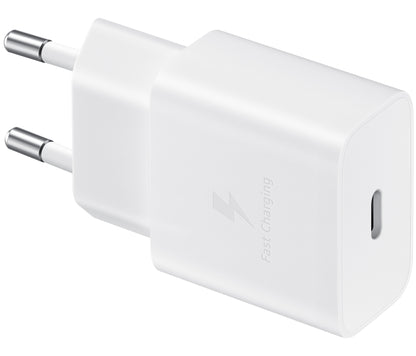 Cargador de red Samsung USB-C con cable USB-C, 15 W, 2 A, 1 x USB-C, blanco EP-T1510XWEGEU