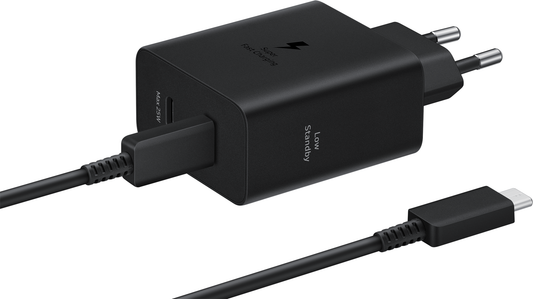 Cargador de red Samsung con cable USB-C, 50 W, 3 A, 2 x USB-C, negro EP-T5020XBEGEU