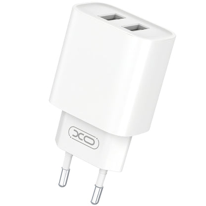 Cargador de red con cable microUSB XO Design CE02C, 10,5 W, 2,1 A, 2 x USB-A, blanco 