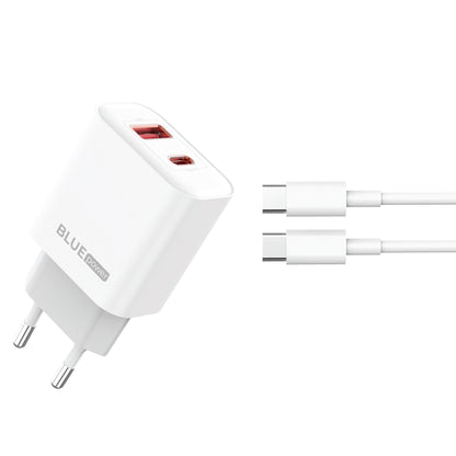 Blue Power BPCE12C Cargador de red con cable USB-C BPCE12C, 20 W, 3 A, 1 x USB-A - 1 x USB-C, Blanco 