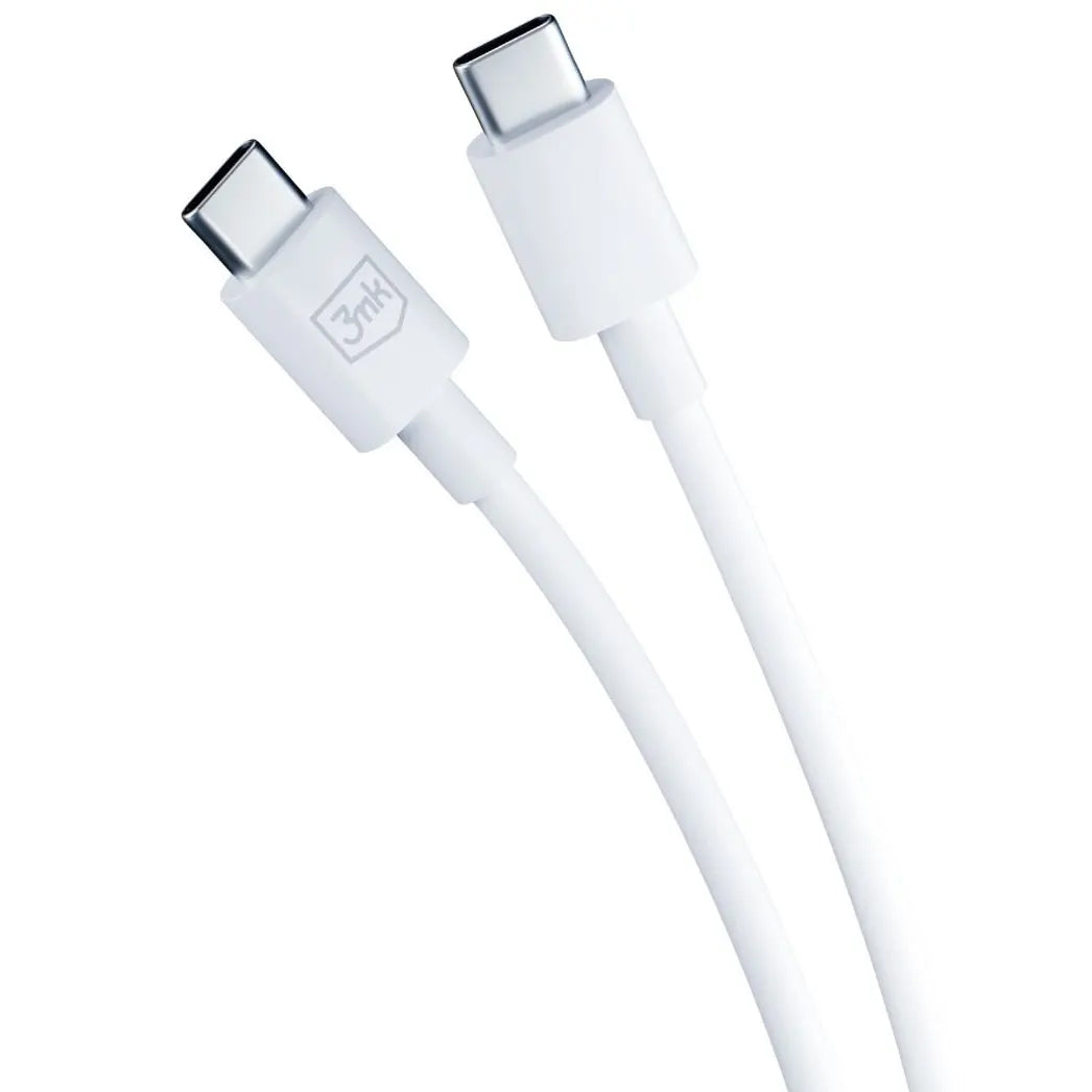 Cargador de red 3MK HyperCharger con cable USB-C, 45 W, 3 A, 2 x USB-C, blanco 