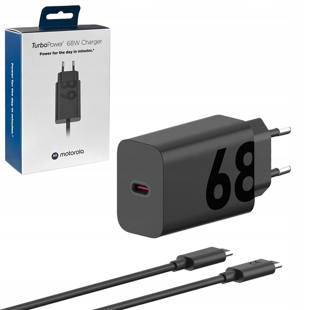 Cargador de red con cable USB-C Motorola, 68 W, 6,2 A, 1 x USB-C, negro PG38C06281 