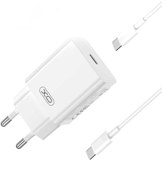 Cargador de Red con Cable USB-C XO Design L126, 20W, 3A, 1 x USB-C, Blanco