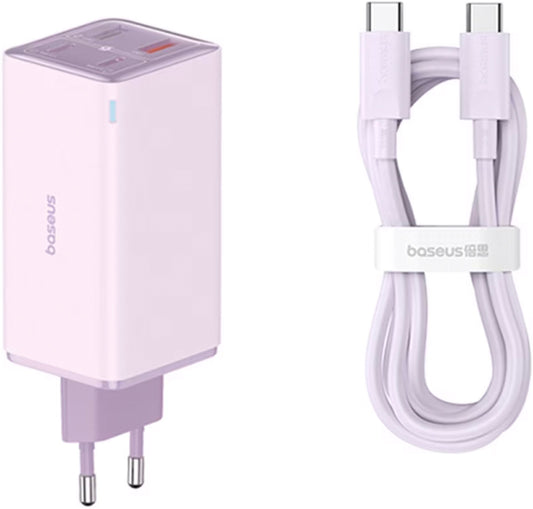 Cargador de Red con Cable USB-C Baseus GaN6 Pro, 100W, 3.25A, 2 x USB-A - 2 x USB-C, Morado P10162705532-00