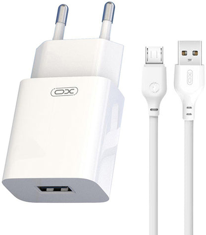 Cargador de Red con Cable microUSB XO Design L99, 12W, 2.4A, 1 x USB-A, Blanco
