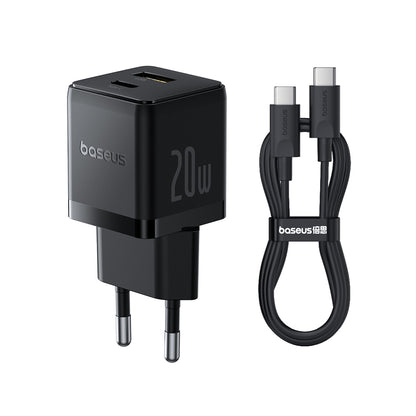 Cargador de Red con Cable USB-C Baseus Palm, 20W, 3A, 1 x USB-A - 1 x USB-C, Negro P10111608113-01