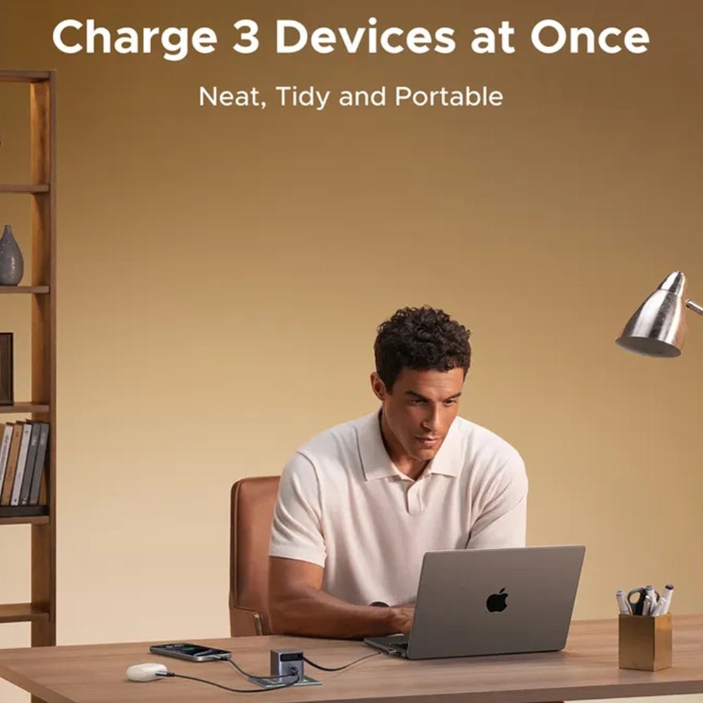 Cargador de Red con Cable USB-C UGREEN X615, 65W, 3A, 1 x USB-A - 1 x USB-C, Gris