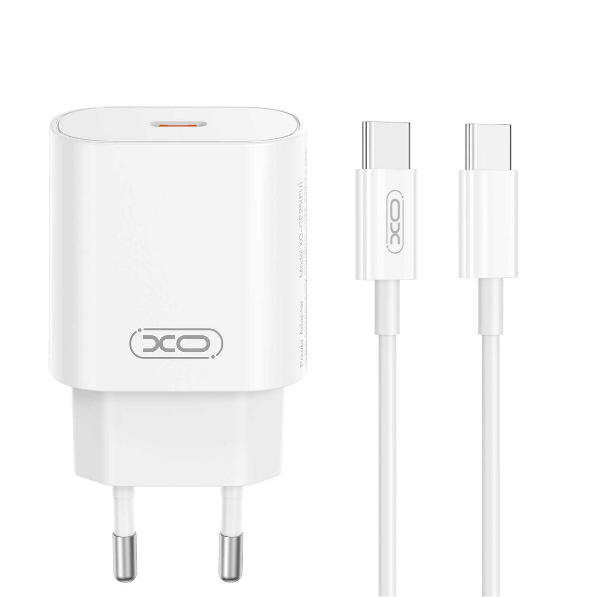 Cargador de Red con Cable USB-C XO Design CE25, 25W, 3A, 1 x USB-C, Blanco