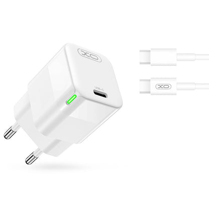 Cargador de Red con Cable USB-C XO Design CE06, 30W, 3A, 1 x USB-C, Blanco
