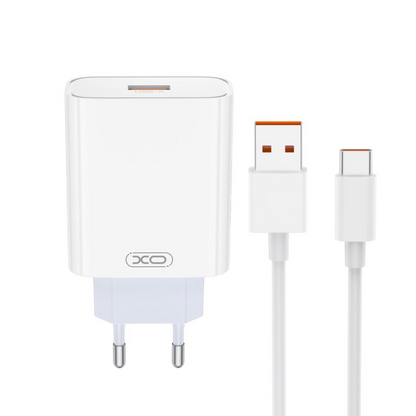 Cargador de Red con Cable USB-C XO Design L164, 30W, 1 x USB-A, Blanco