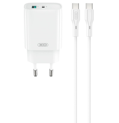 Cargador de Red con Cable USB-C XO Design CE30, 30W, 3A, 1 x USB-A - 1 x USB-C, Blanco