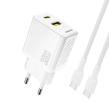 Cargador de Red con Cable USB-C Dudao A27TCEU, 30W, 1 x USB-A - 1 x USB-C, Blanco