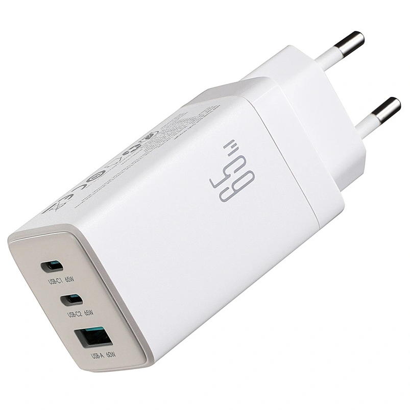 Cargador de Red con Cable USB-C Joyroom JR-TG10, 65W, 3.25A, 1 x USB-A - 2 x USB-C, Blanco