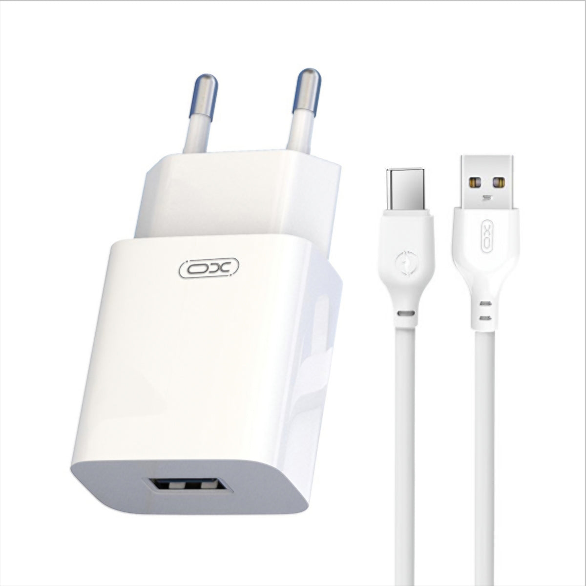 Cargador de Red con Cable USB-C XO Design L99, 12W, 2.4A, 1 x USB-A, Blanco