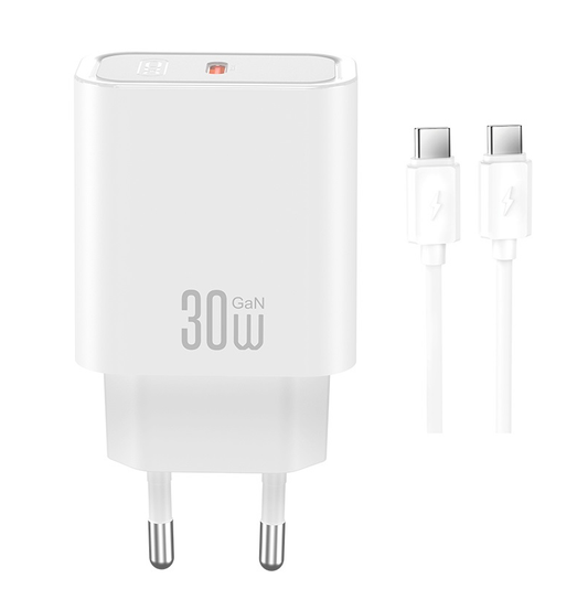 Cargador de Red con Cable USB-C XO Design CE41, 30W, 3A, 1 x USB-C, Blanco