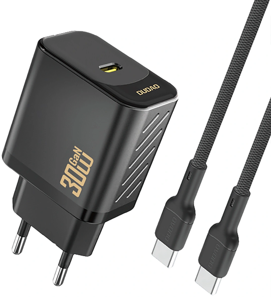 Cargador de Red con Cable USB-C Dudao A27PCEU, 30W, 3A, 1 x USB-C, Negro