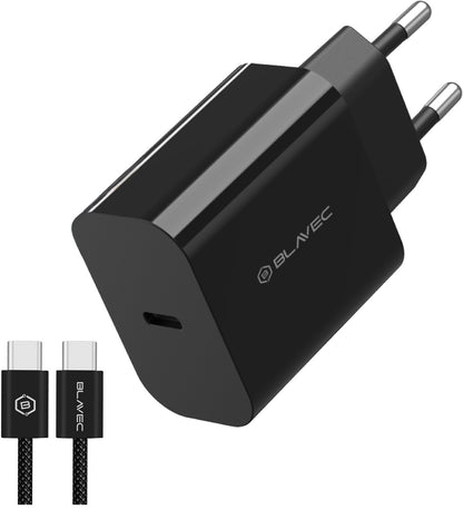 Cargador de pared con cable USB-C Blavec BC-14, 30 W, 3 A, 1 x USB-C, negro