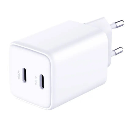 Cargador de red 3MK HyperCharger con cable USB-C, 45 W, 3 A, 2 x USB-C, blanco 