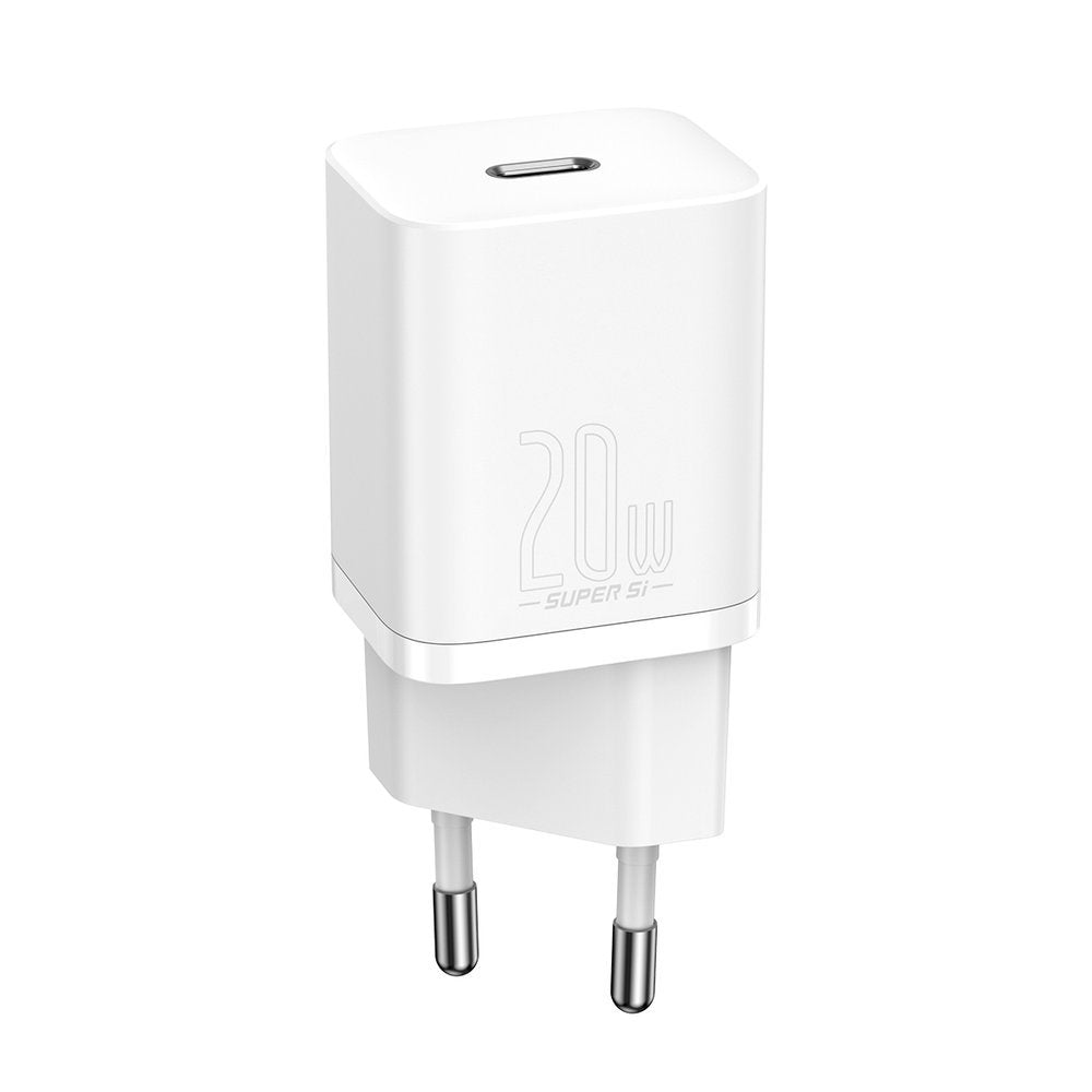 Cargador de red Baseus Super Si con cable Lightning, 20 W, 3 A, 1 x USB-C, blanco TZCCCSUP-B02 