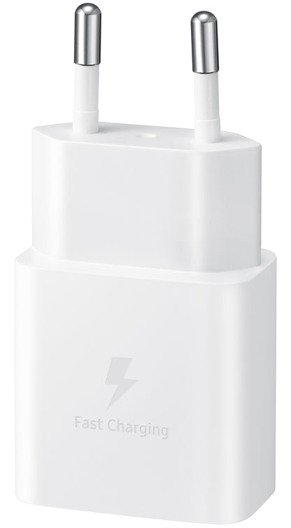 Cargador de red Samsung USB-C con cable USB-C, 15 W, 2 A, 1 x USB-C, blanco EP-T1510XWEGEU