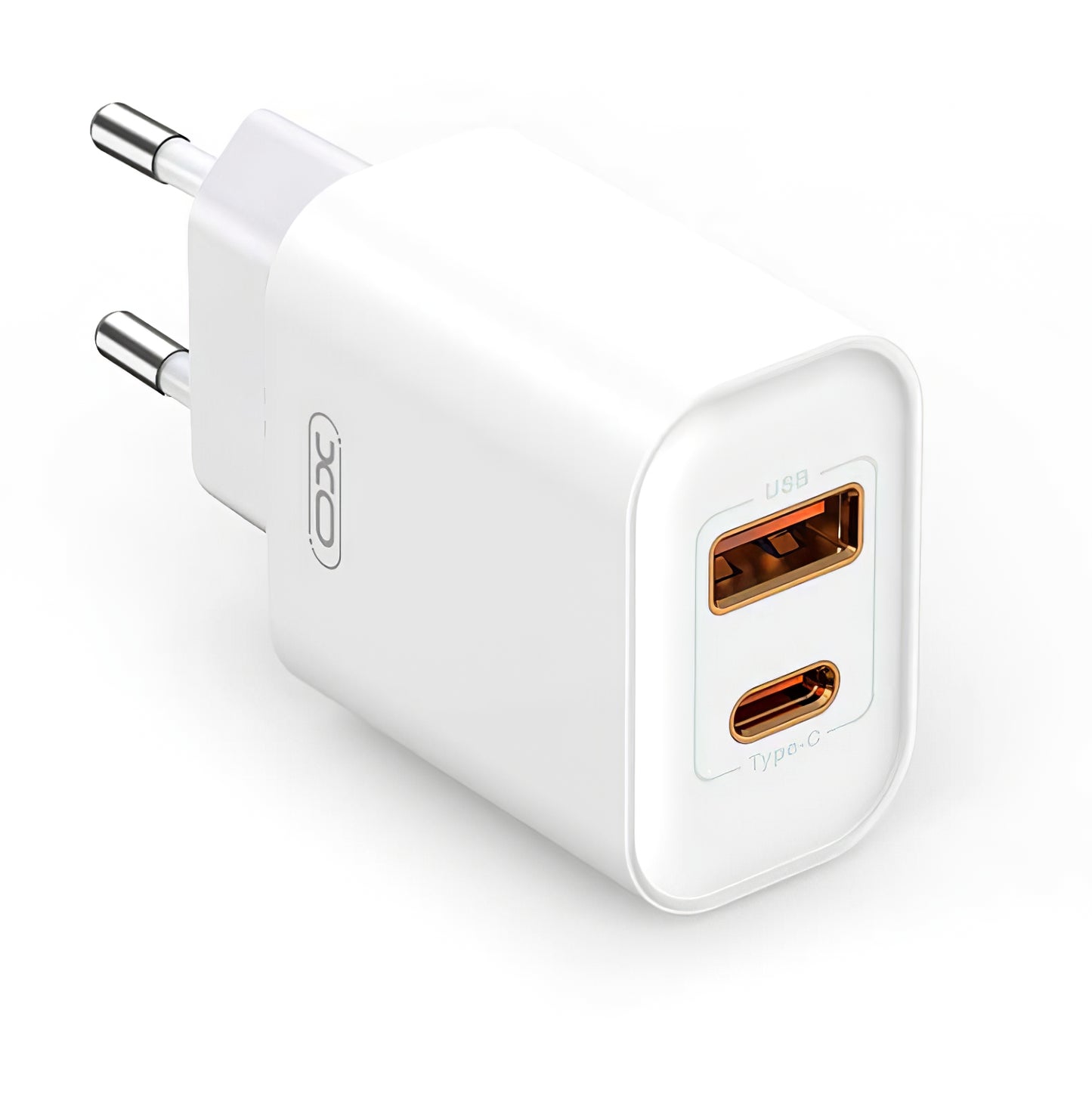 Cargador de red con cable Lightning XO Design CE12, 20W, 3A, 1 x USB-A - 1 x USB-C, Blanco 