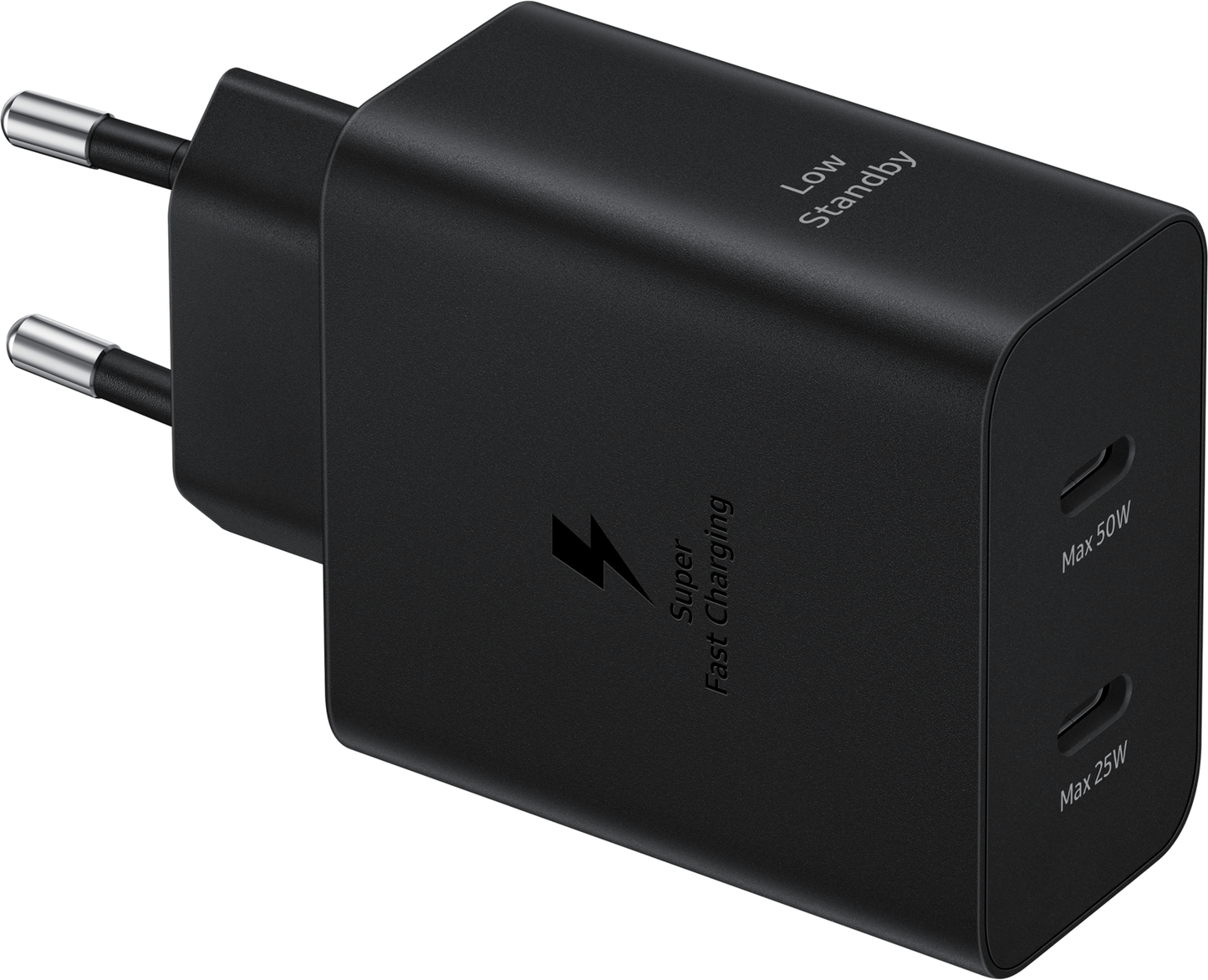 Cargador de red Samsung con cable USB-C, 50 W, 3 A, 2 x USB-C, negro EP-T5020XBEGEU