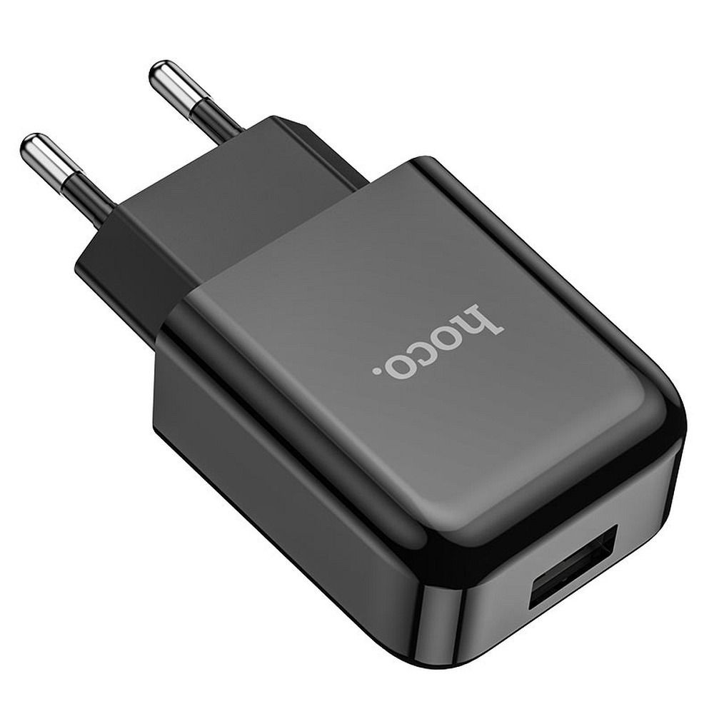 Cargador de Red con Cable USB-C HOCO N2, 10W, 2A, 1 x USB-A, Negro