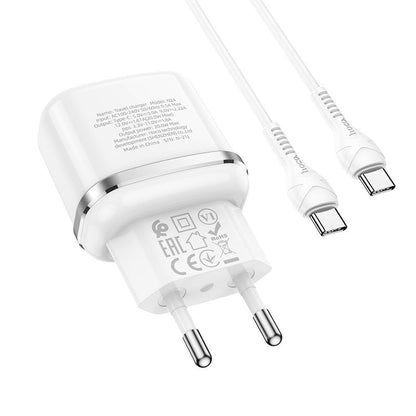 HOCO Victorious N24, 20W, 3A, 1 x USB-C, 20W, 1 x USB-C, Blanco 