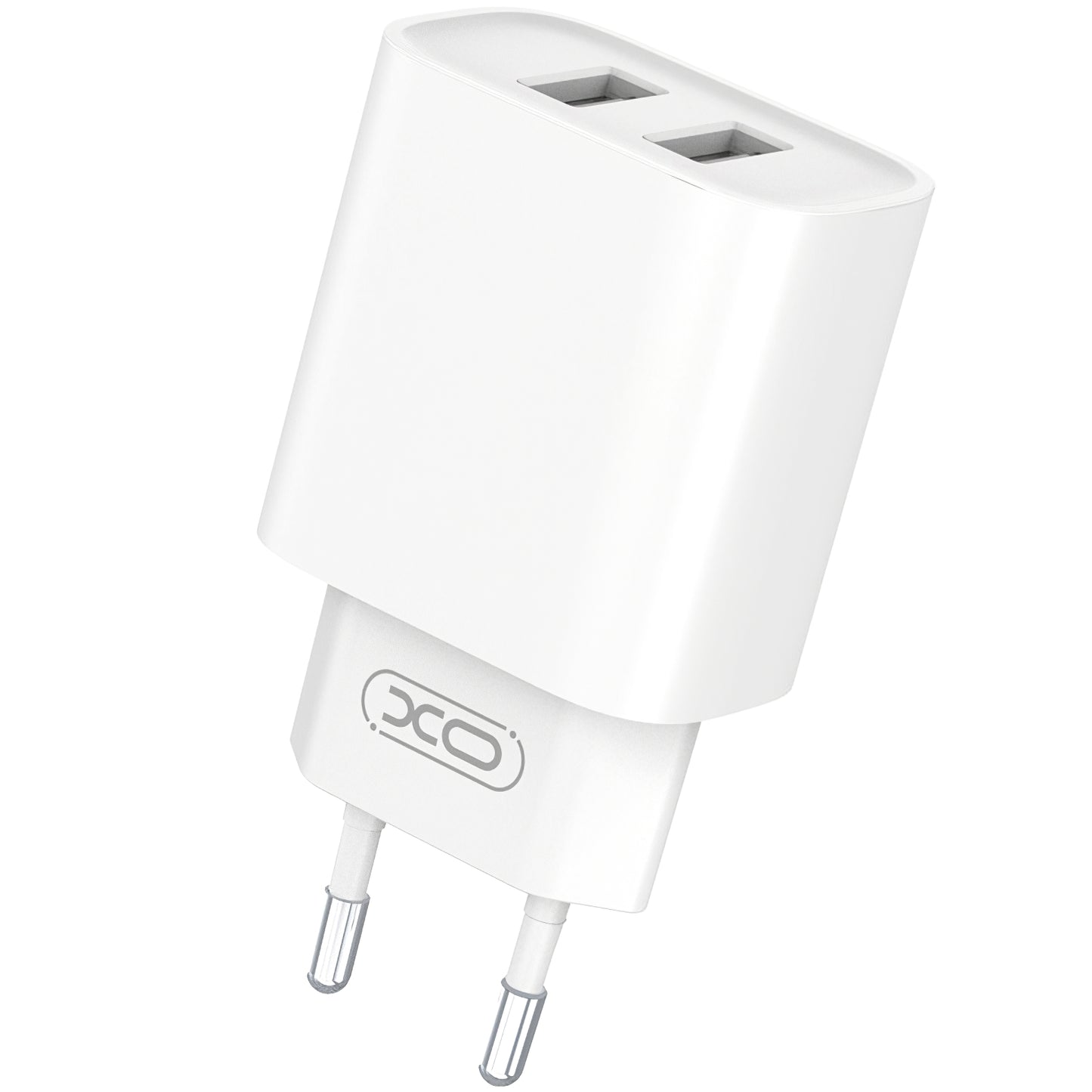 XO Design XO Design BPCE02C Cargador de red con cable USB-C, 10,5 W, 2,1 A, 2 x USB-A, Blanco 