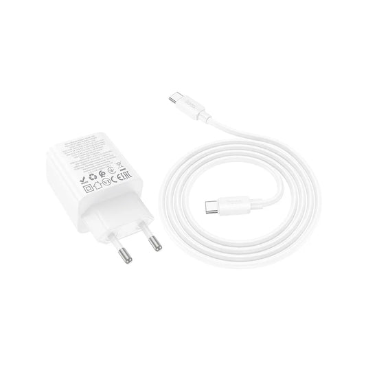 Cargador de Red con Cable USB-C HOCO N56, 30W, 3A, 2 x USB-A - 2 x USB-C, Blanco