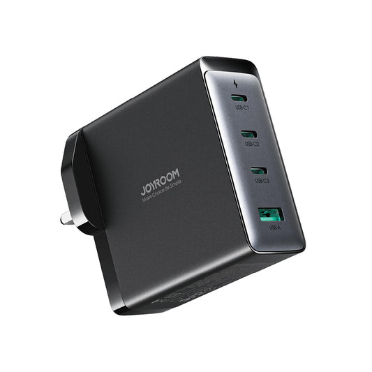 Cargador de Red con Cable USB-C Joyroom JR-TCG05UK, 140W, 5A, 1 x USB-A - 3 x USB-C, UK, Negro