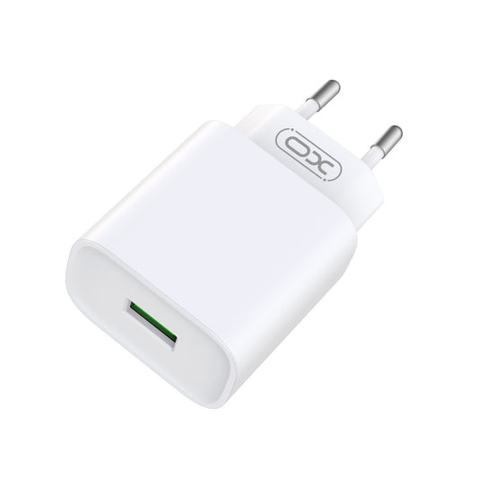 Cargador de Red con Cable USB-C XO Design CE02D, 18W, 3A, 1 x USB-A, Blanco