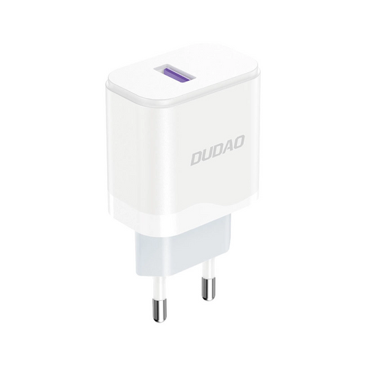 Cargador de Red con Cable USB-C Dudao A20EU, 18W, 3A, 1 x USB-A, Blanco