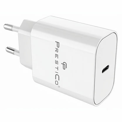 Cargador de Red con Cable USB-C Prestico F15S-C, 30W, 3A, 1 x USB-C, Blanco