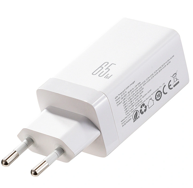 Cargador de Red con Cable USB-C Joyroom JR-TG10, 65W, 3.25A, 1 x USB-A - 2 x USB-C, Blanco