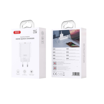 Cargador de Red con Cable Lightning XO Design CE32, 20W, 3A, 1 x USB-C, Blanco