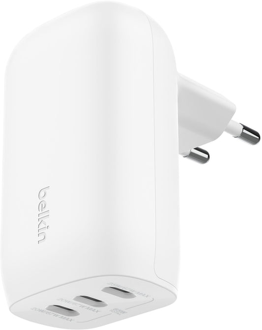 Cargador de Red con Cable USB-C Belkin BoostCharge, 67W, 3A, 3 x USB-C, Blanco WCC002vf2MWH-B6