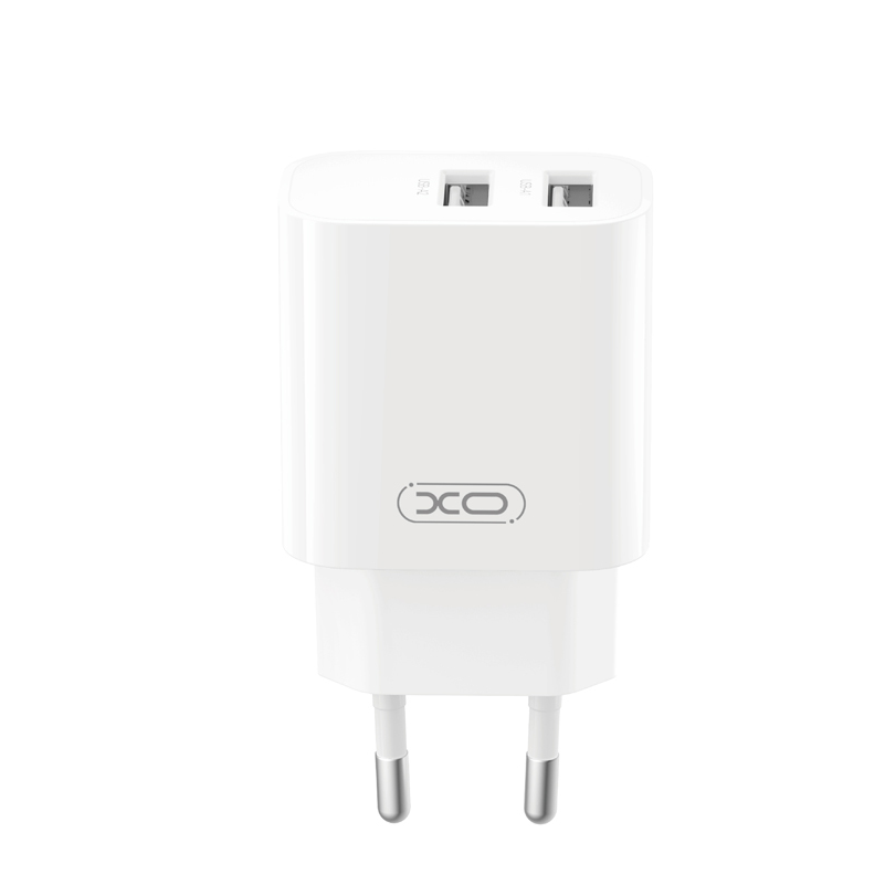 Cargador de red con cable USB-C XO Design CE55, 12 W, 2,4 A, 2 x USB-A, blanco