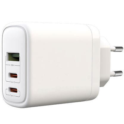 Cargador de red con cable USB-C BLUE Power BPCE04, 65 W, 3,25 A, 1 x USB-A - 2 x USB-C, blanco