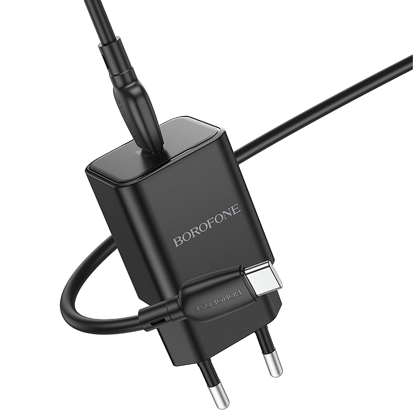 Cargador de red con cable USB-C Borofone BN13 Safety, 30W, 3A, 1 x USB-C, Negro 