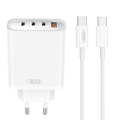 Cargador de red con cable USB-C XO Design CE23, 65 W, 3,25 A, 1 x USB-A - 3 x USB-C, blanco 