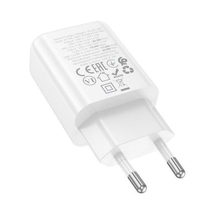 Cargador de Red HOCO N63, 30W, 3A, 1 x USB-A - 1 x USB-C, Blanco