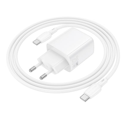 Cargador de Red con Cable USB-C Borofone BN26 Fuente, 20W, 3A, 1 x USB-C, Blanco